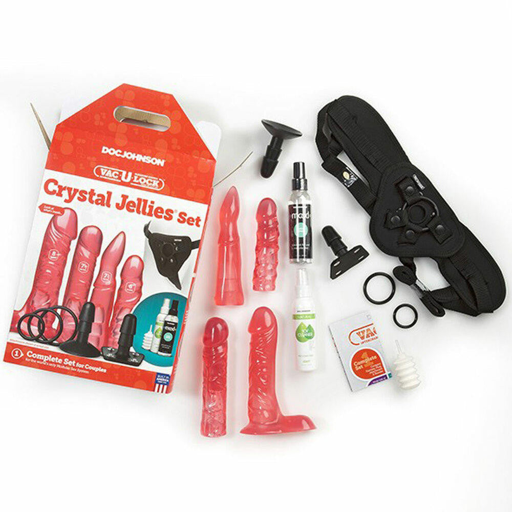 Doc Johnson Vac-U-Lock Harness Crystal Jellies Dongs Set | Shop Strap On  Harness and Attachments – muf.com